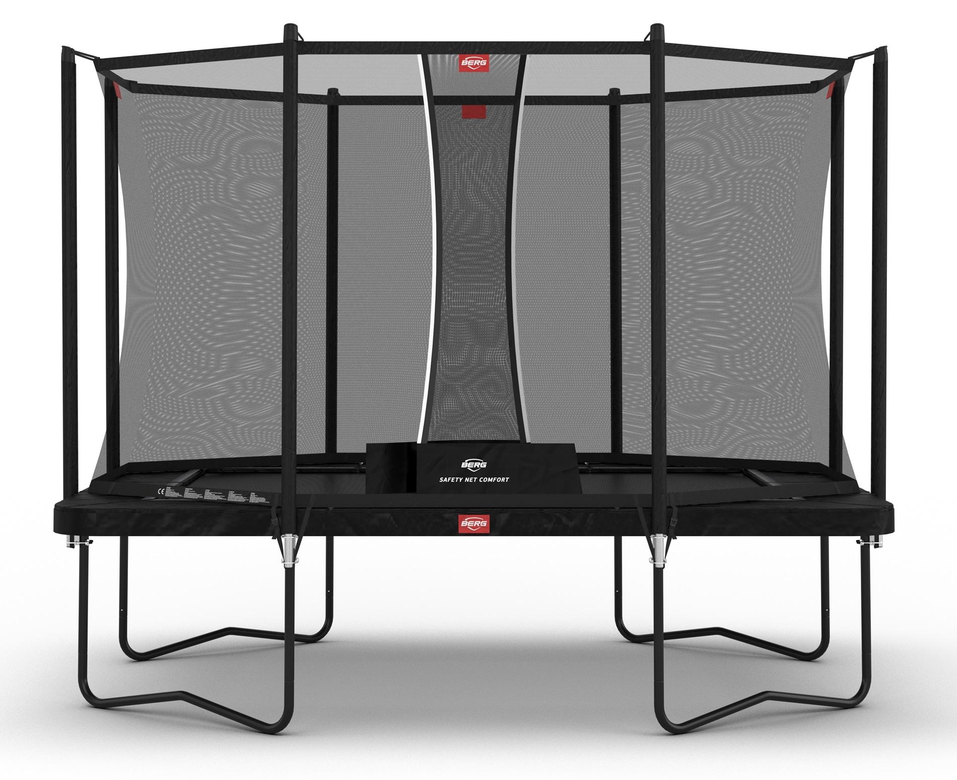 BERG Trampoline Ultim Favorit met Veiligheidsnet - Safetynet Comfort - 330 x 220 cm - Zwart - AirFlow Springmat