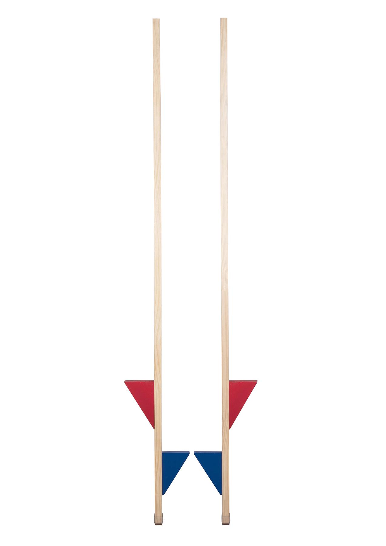 Houten Stelten met Gekleurde Pedalen - Hout  - 170 cm - Rood/Blauw