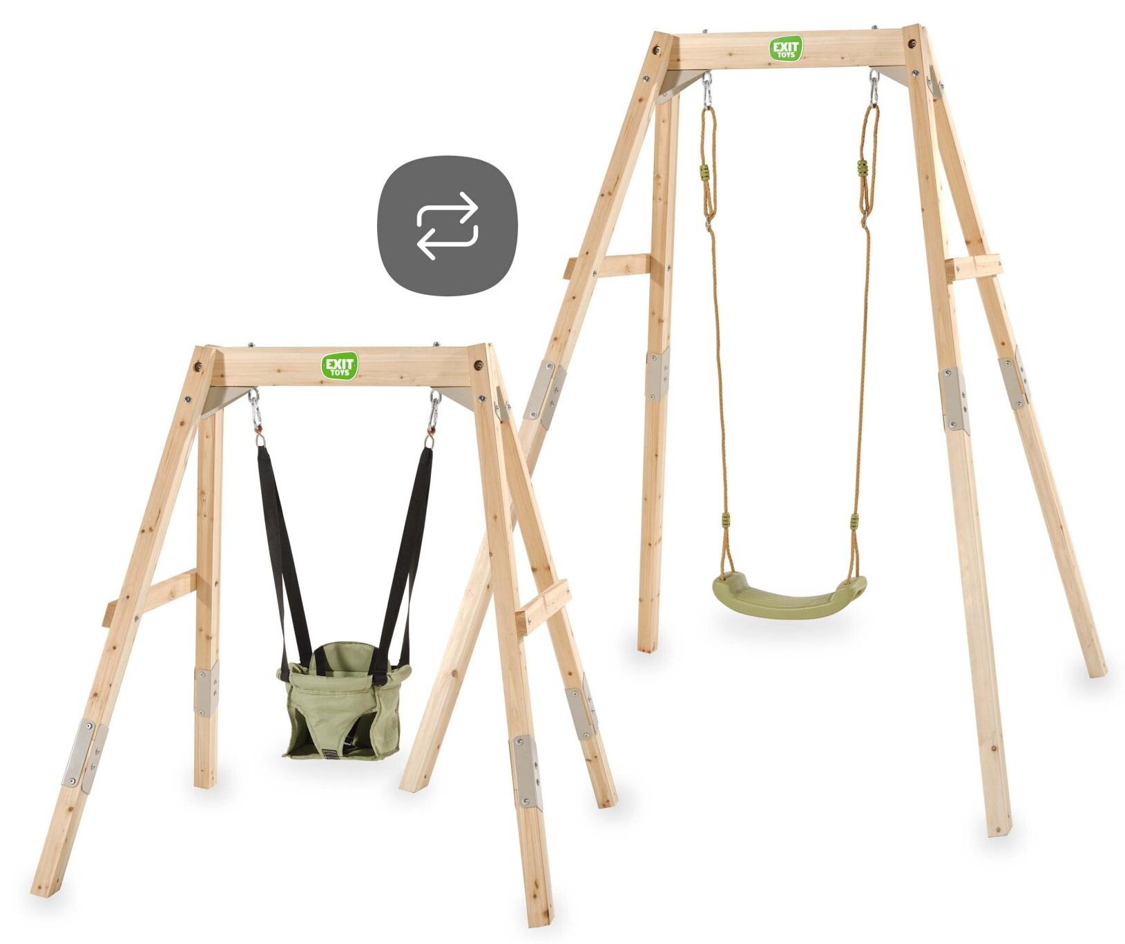EXIT Silvi houten meegroeischommel - met babyzitje en gewone schommel