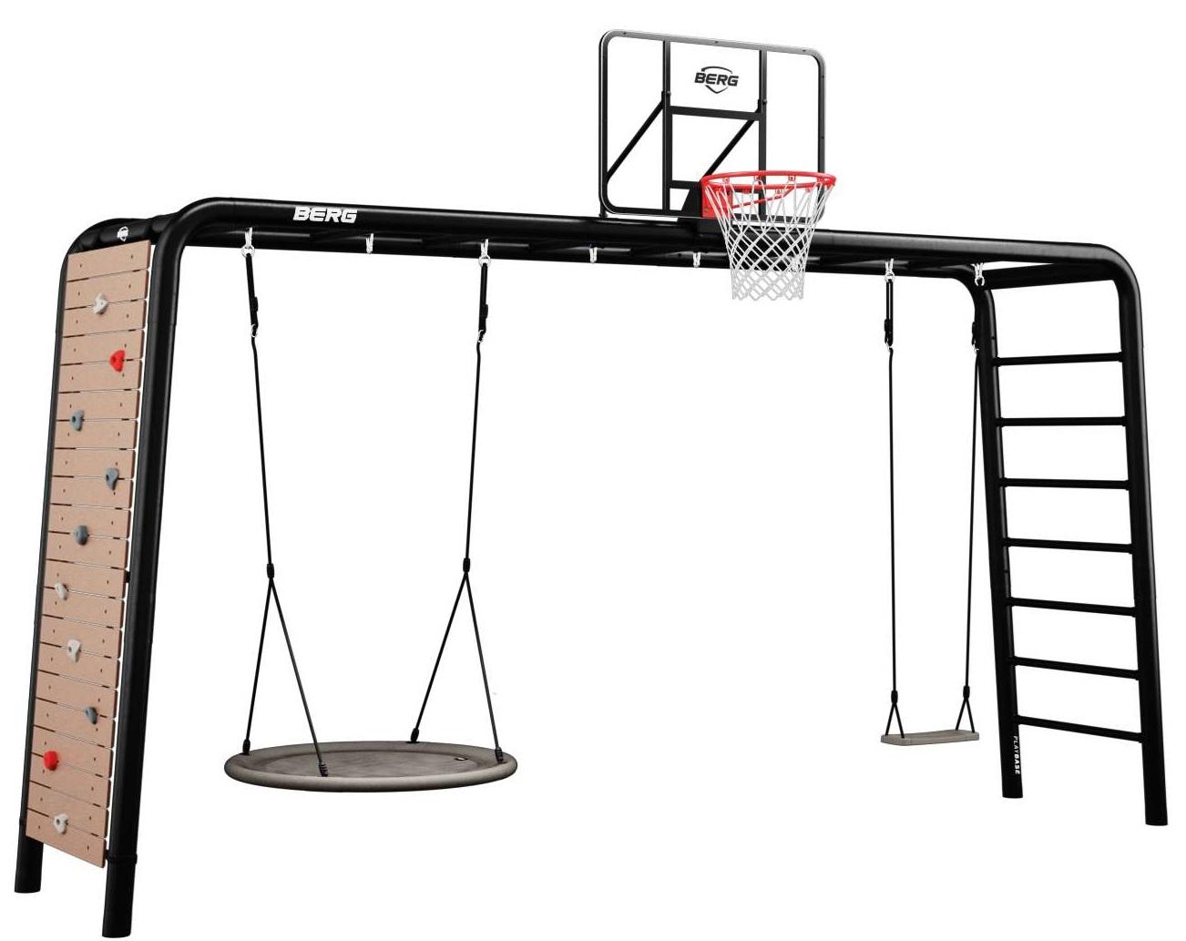 BERG PlayBase Extra Large TL 3-in-1 Speeltoestel - XL - met Rekstok en Ladder - ULIMATE SET - met klimwand, basketbalbord, schommelzitje en nestschommel 