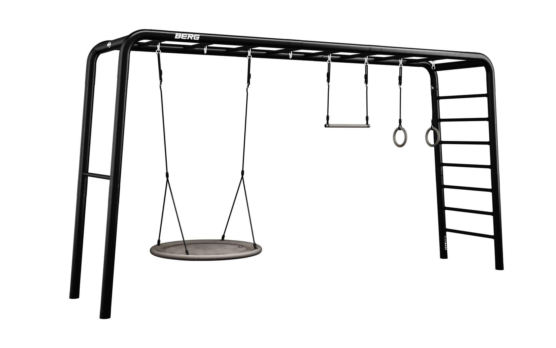 BERG PlayBase Extra Large TL 3-in-1 Speeltoestel - XL - met Rekstok en Ladder - FAMILY SET - met nestschommel, trapeze en turnringen