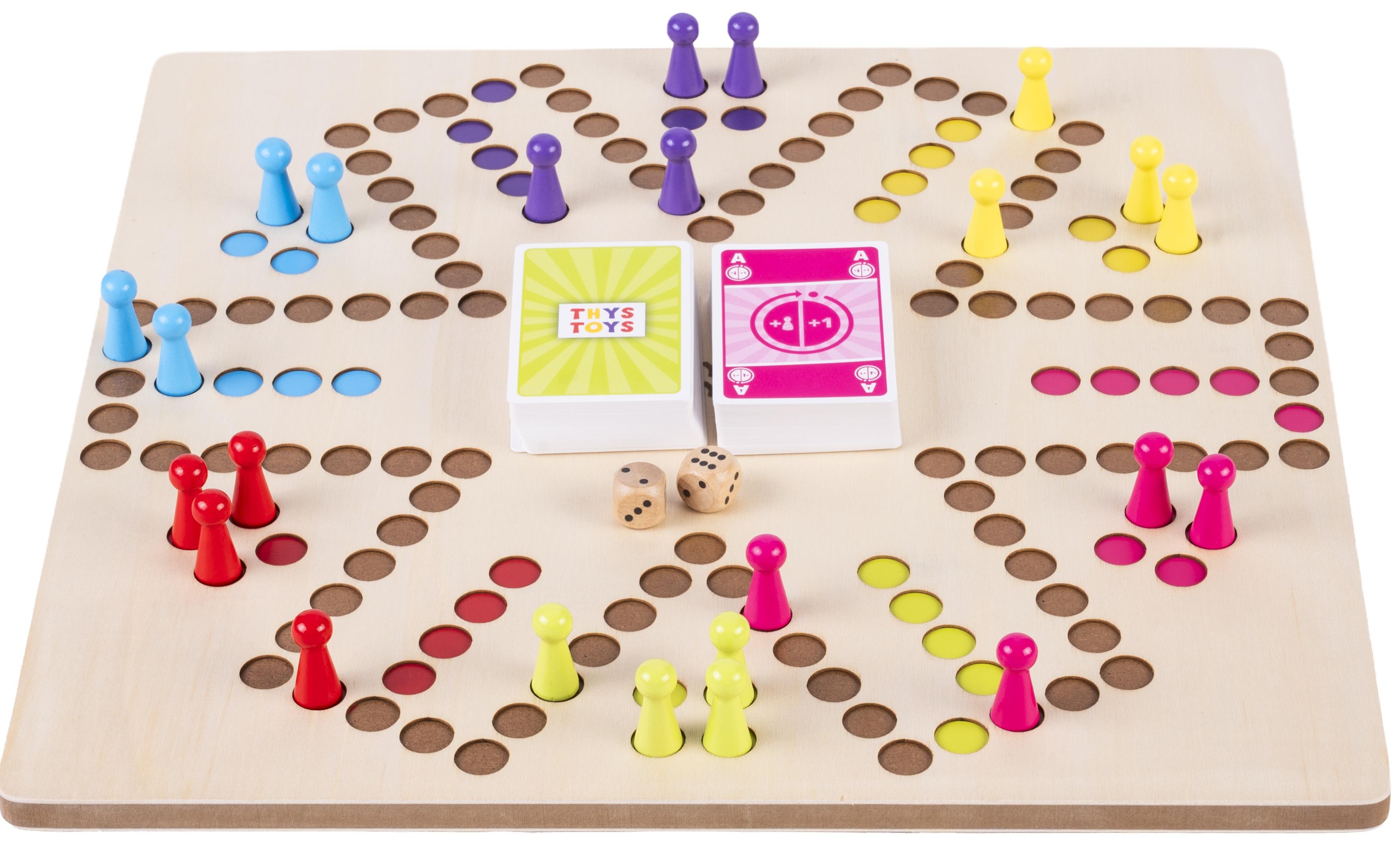 Keezenspel - Hout - Dubbelzijdig - Houten Bordspel - 2 tot 6 Spelers - 40 x 40 cm - met echte Keezen Speelkaarten