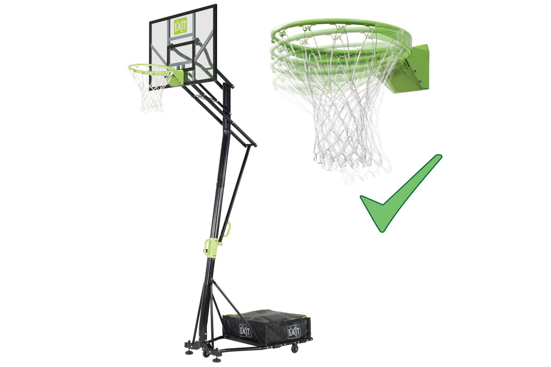 EXIT Galaxy Verplaatsbaar Basketbalbord op Wielen met Dunkring - Groen / Zwart