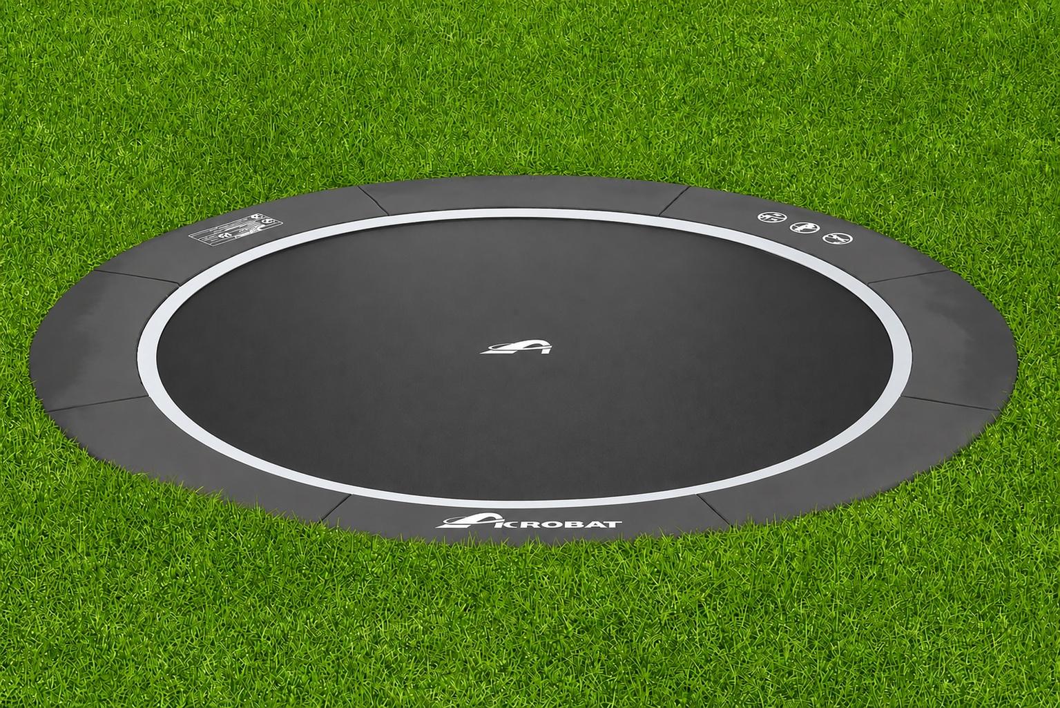 Akrobat Trampoline Primus - Flat to the Ground - 305 cm - Zwart / Zwart