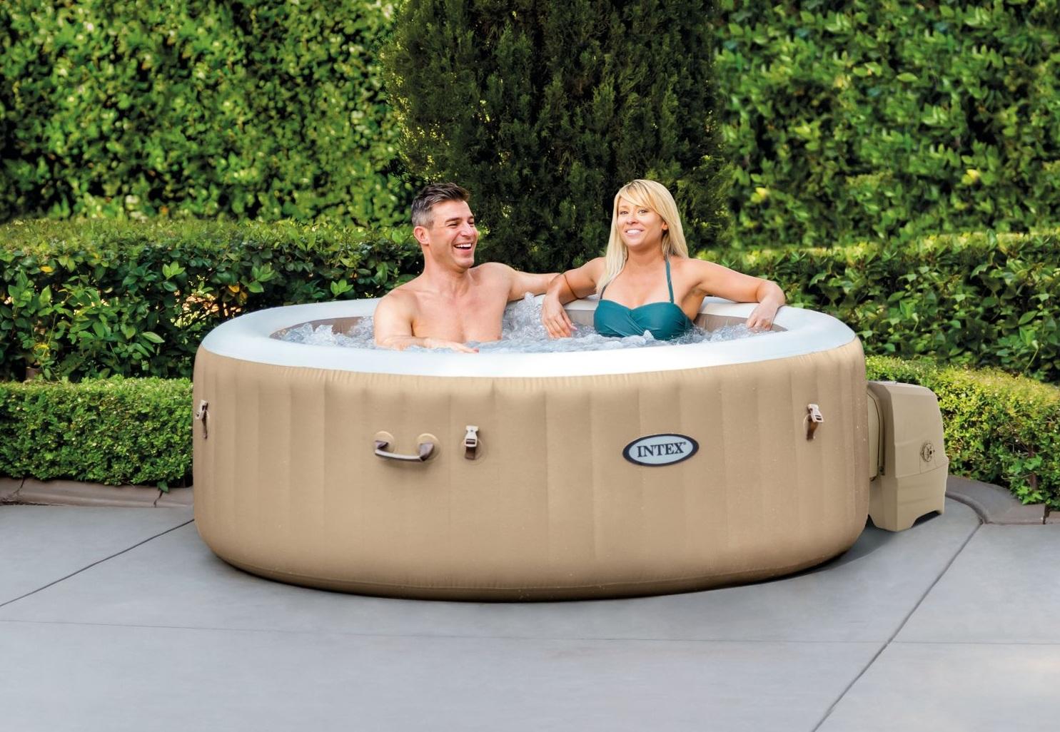 Intex PureSpa Jacuzzi Bubble Massage 4 pers. 196 cm + energy efficient afdekzeil