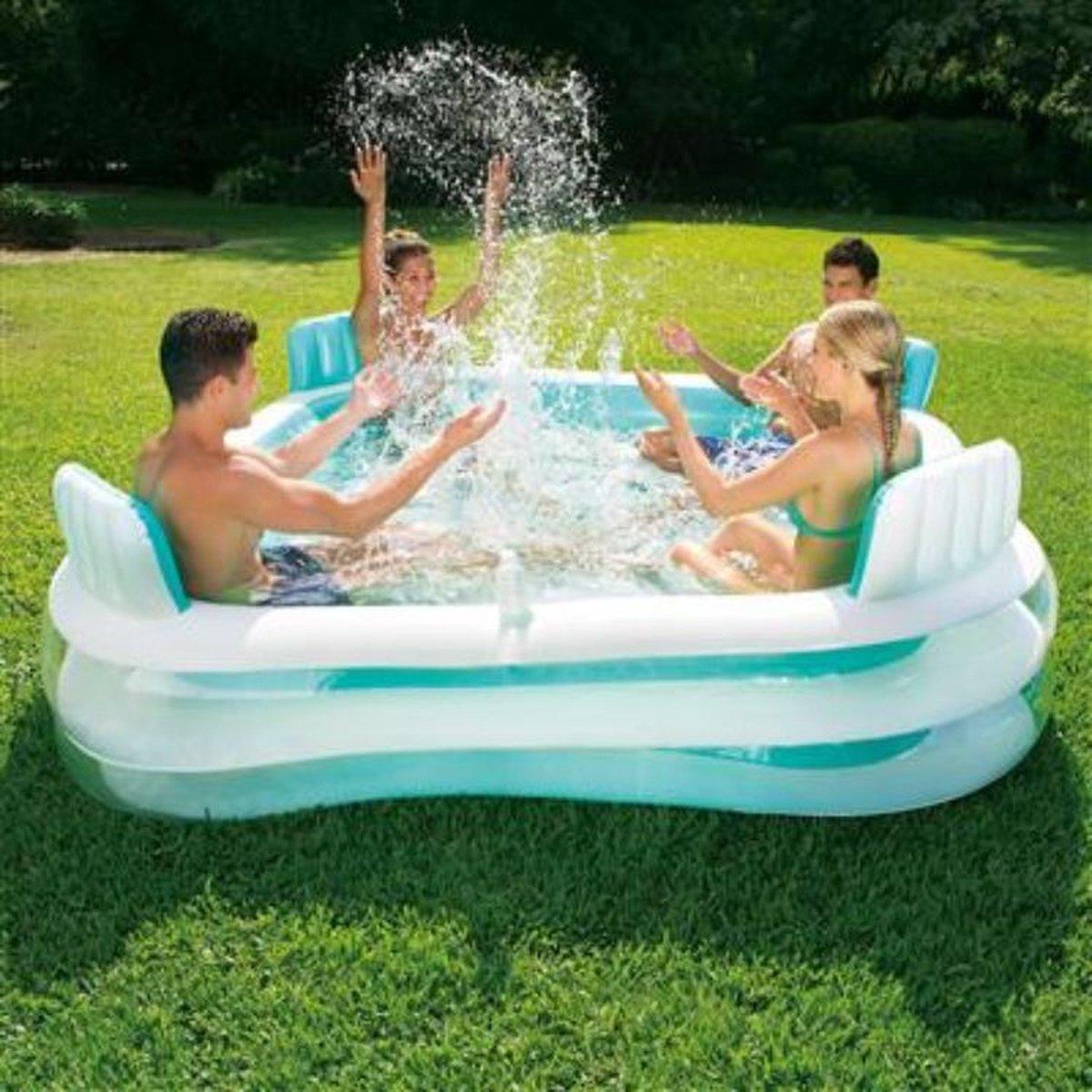 Zwembad Familie Premier 2-Rings 223 X 223 X 66 cm - Lounge Pool - Opblaaszwembad met bekerhouders