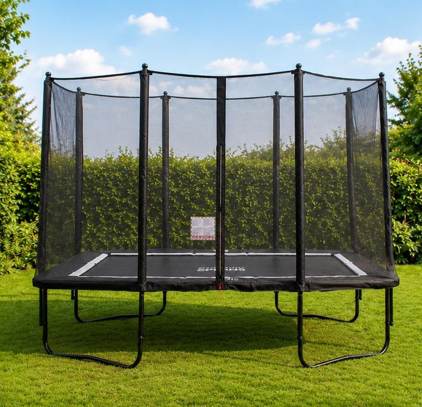 SPRING Trampoline met Veiligheidsnet - 366 x 244 cm (8x12ft) - Rechthoekig - Zwart