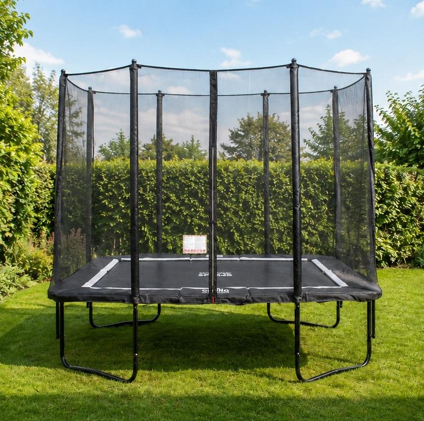 SPRING Trampoline met Veiligheidsnet - 300 cm x 245 cm (8x10ft) - Rechthoekig - Zwart