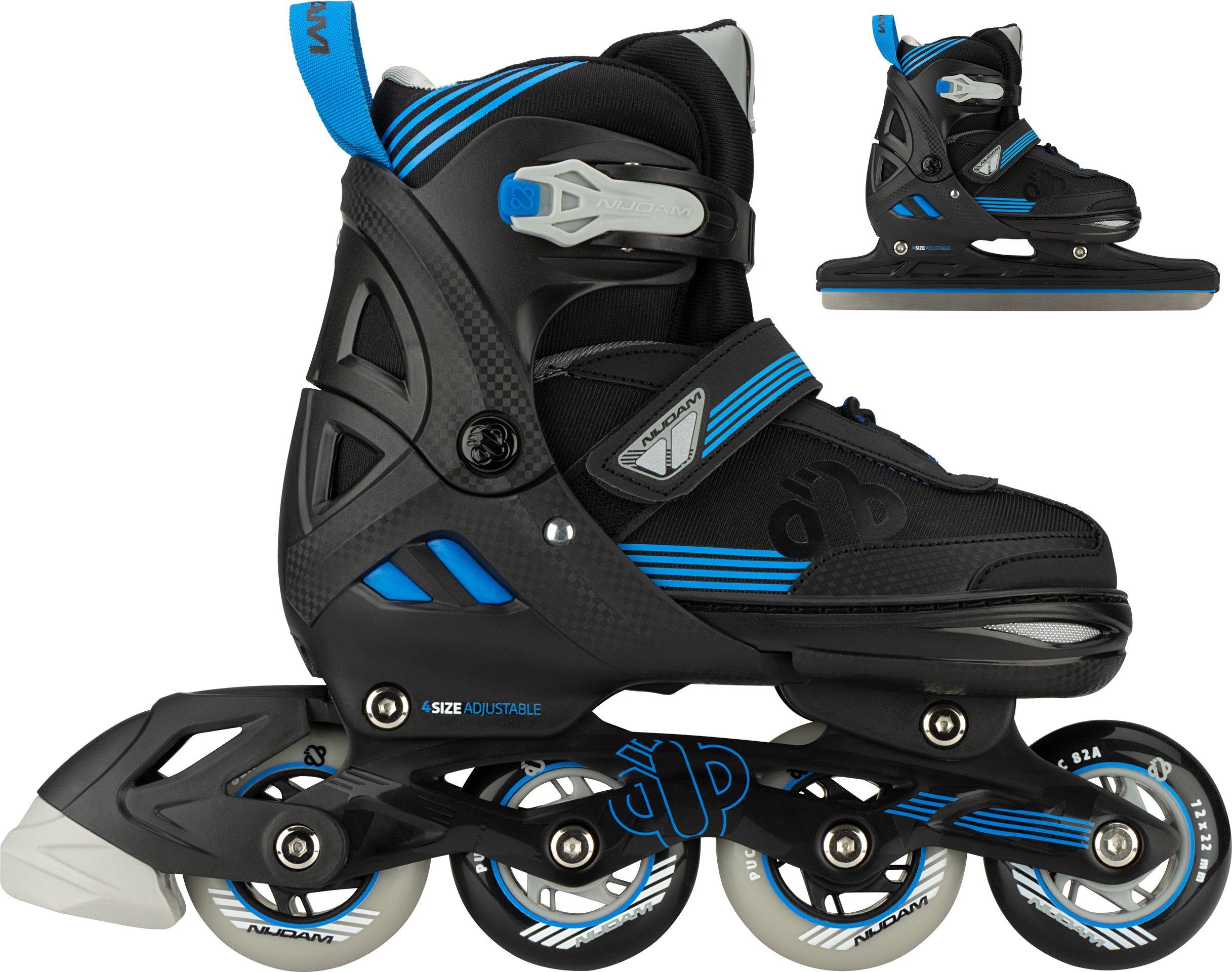 Nijdam Blue Blaze Inline Skate / Norenschaats Combo - Zwart / Grijs / Roze - Maat 29-32
