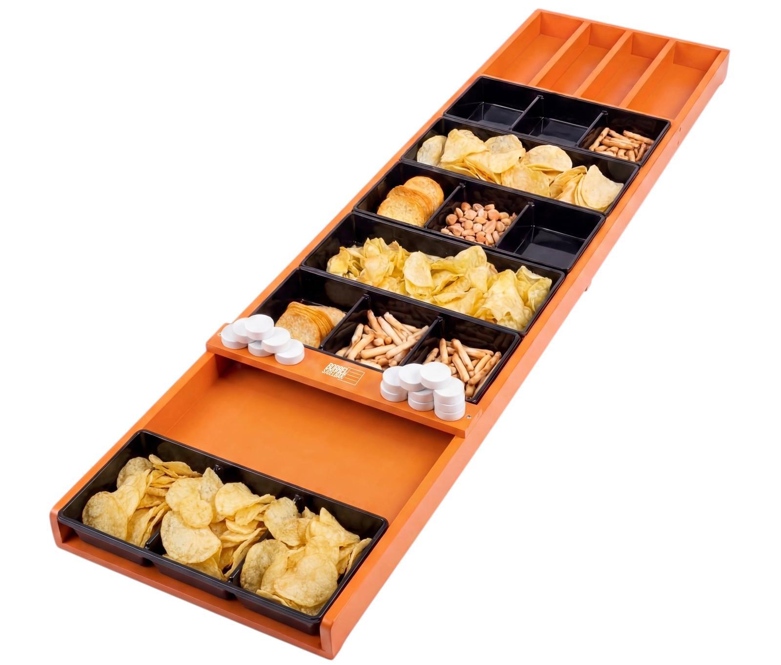 BorrelSjoelbak® Oranje - Hapjesplank met Uitneembare Bakjes - 120 cm - Borrelplank 