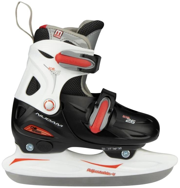 Nijdam IJshockeyschaats The Geoffer - Hardboot - Verstelbaar - Maat 38-39-40-41 - Zwart / Rood