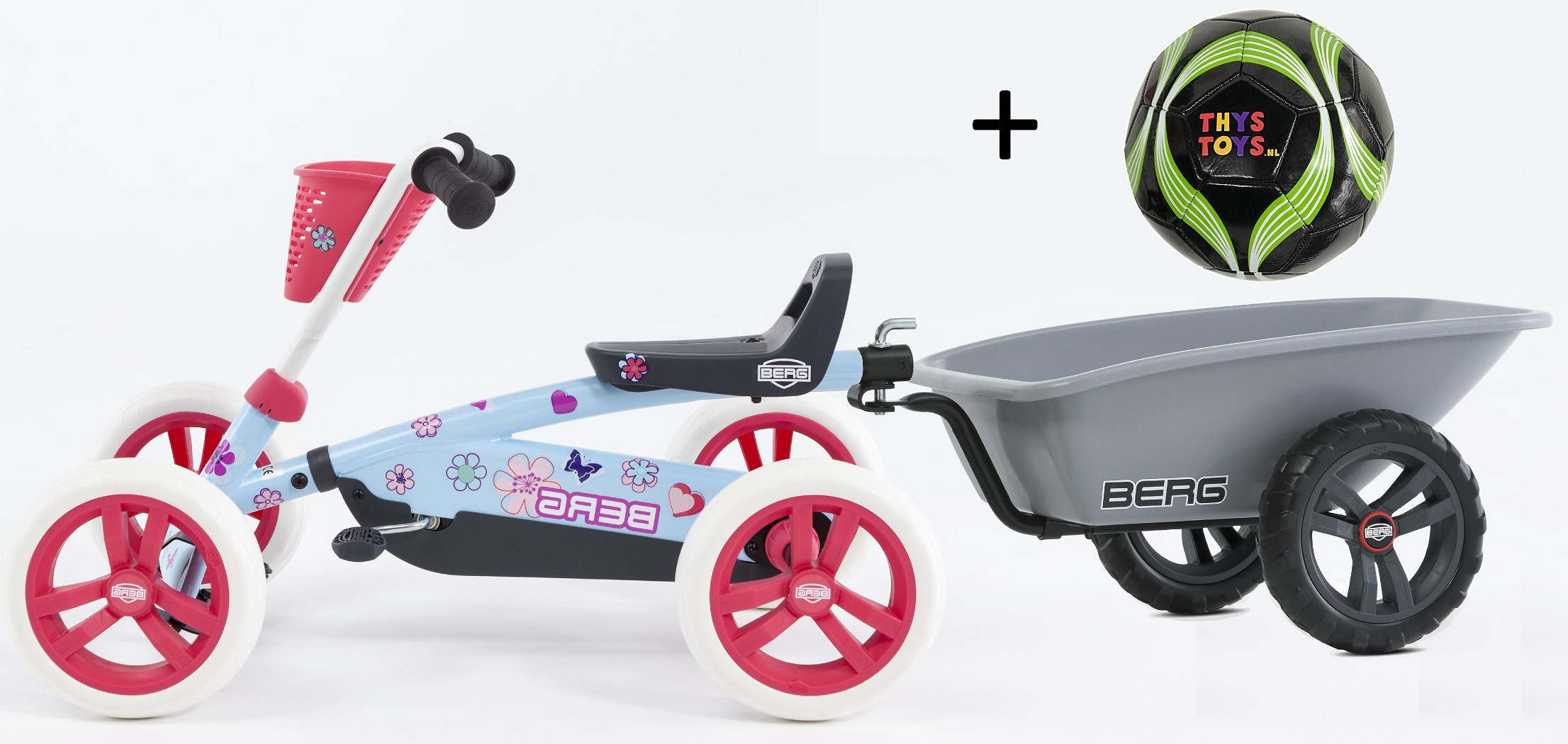 BERG Skelter Buzzy Bloom + Aanhanger + ThysToys Voetbal