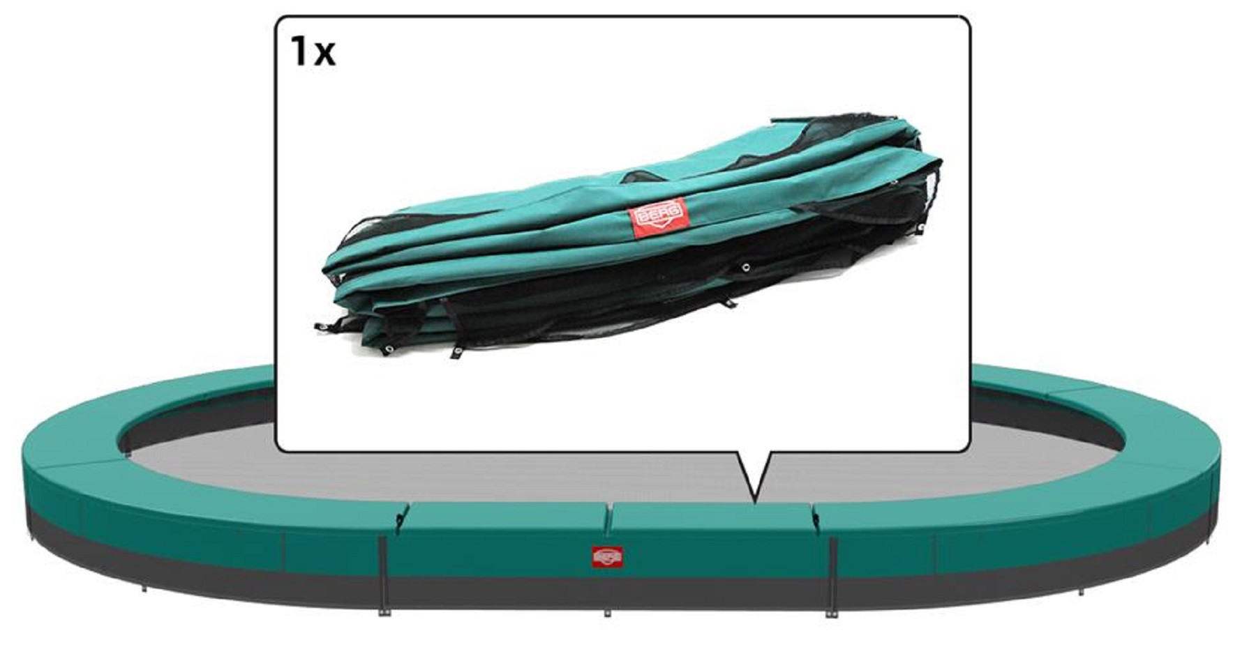 BERG Trampoline Beschermrand Grand Champion - InGround - 470 x 310 cm - Groen