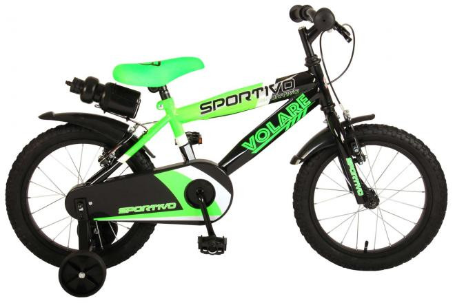 Volare Sportivo Kinderfiets - 16 Inch - Neon Groen / Zwart - 2 Handremmen