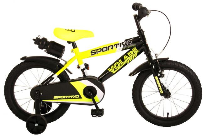 Volare Sportivo Kinderfiets - 16 Inch - Neon Geel / Zwart 