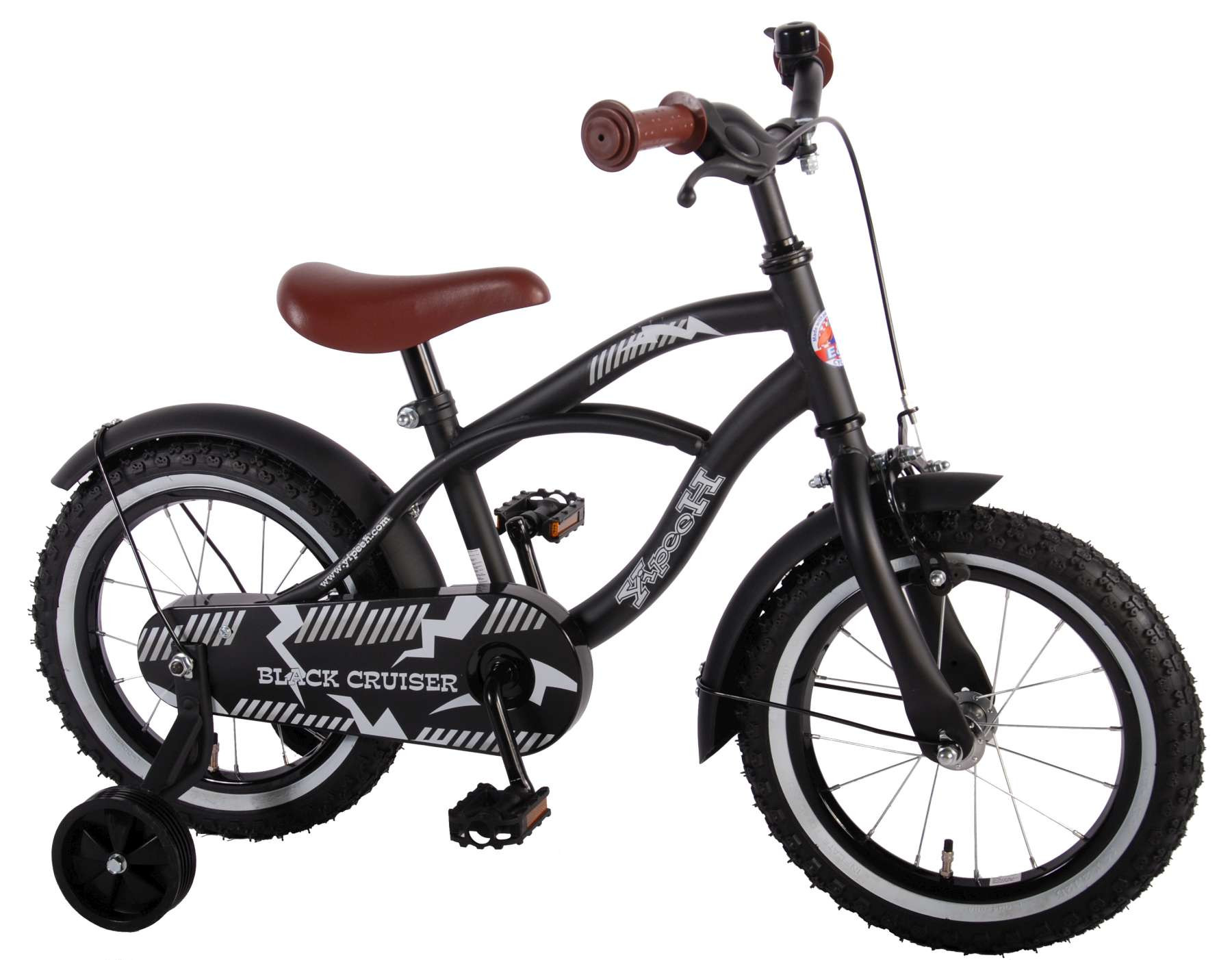 Volare Black Cruiser - 14 Inch - Zwart - 95% Afgemonteerd - Kinderfiets