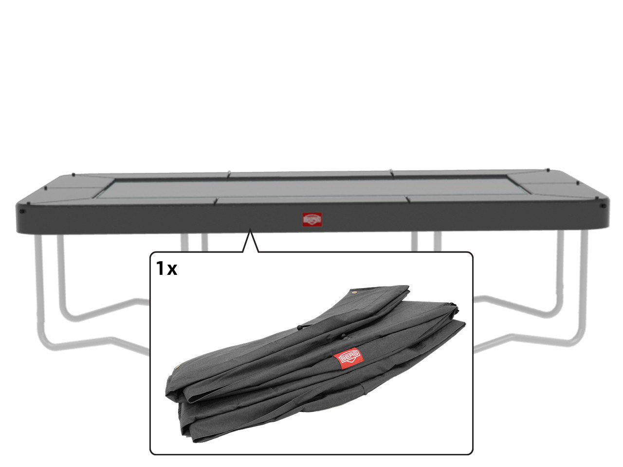 BERG Trampoline Beschermrand Ultim Champion - Regular - 330 x 220 - Grijs