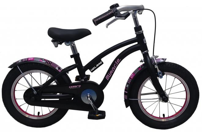 Volare Miracle Cruiser Kinderfiets - 14 Inch - Mat Zwart / Roze - Prime Collection