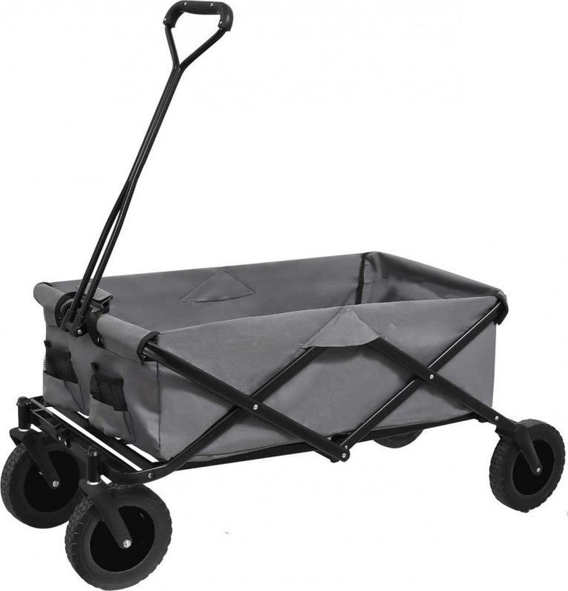 Bolderkar / Bolderwagen met Massieve Wielen - Opvouwbaar - Zwart
