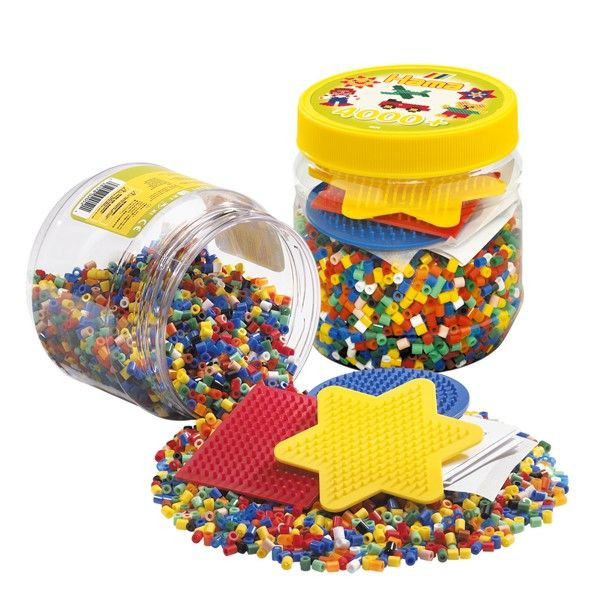 Hama Strijkkralen 2052 Pot Uni 4000 stuks met 3 grondplaten