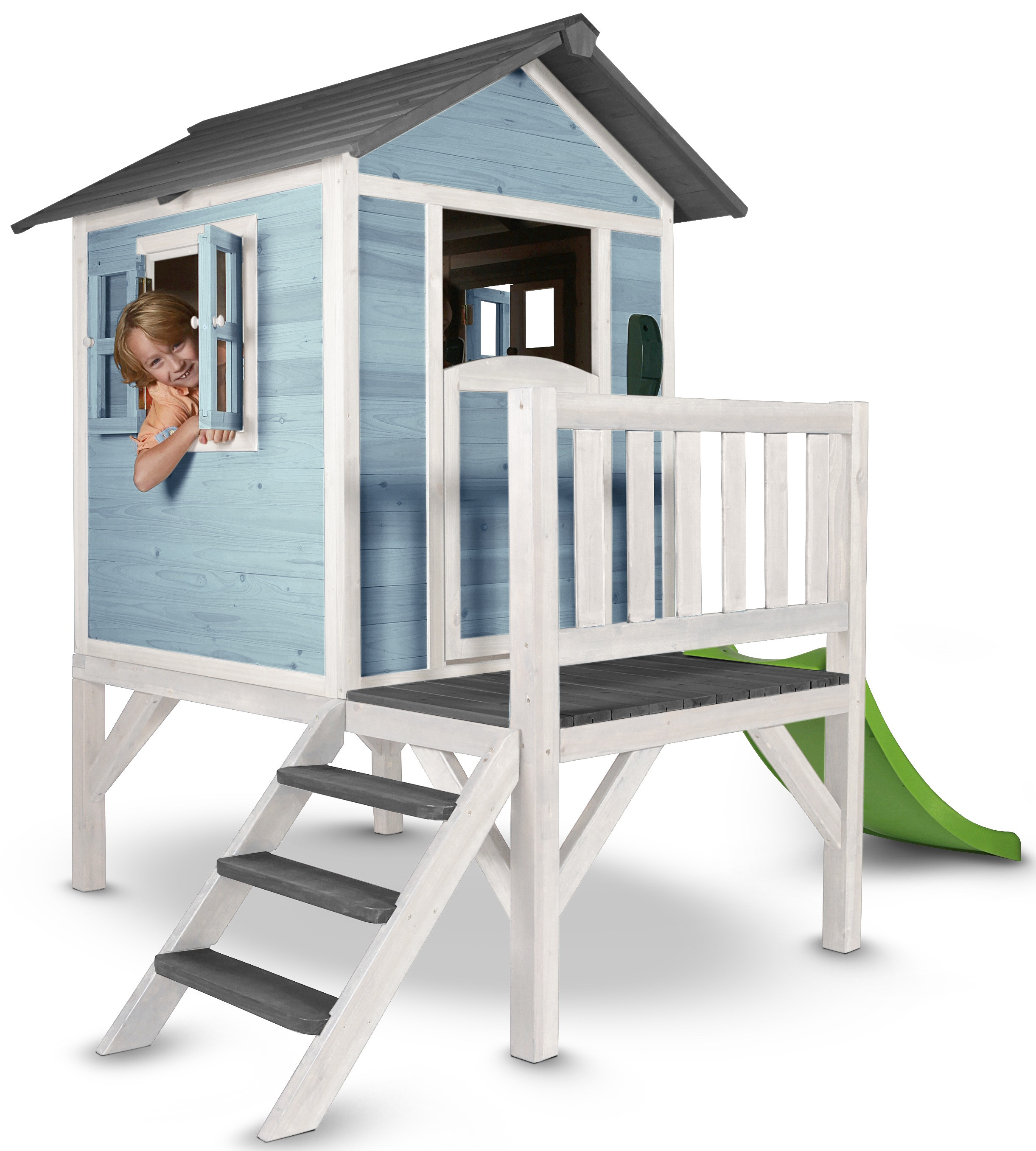 AXI Lodge XL Caribean Blauw/Wit - Speelhuis hout