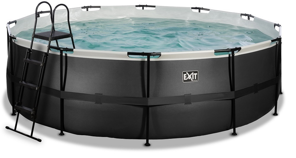 EXIT Frame Zwembad - Black Leather - ø 488 x 122 cm - met Filterpomp - Zwart