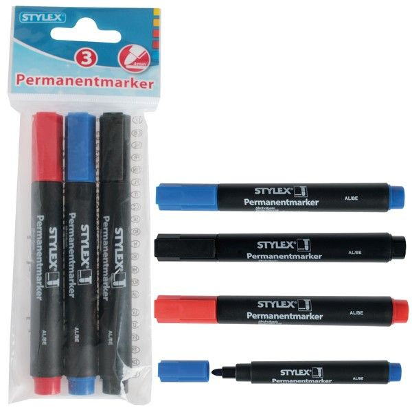 Stylex Permanent Markers - 3 Stuks