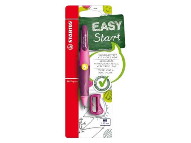 Stabilo Easy Ergo Links Roze/ Lila + puntenslijper HB 3.15 mm