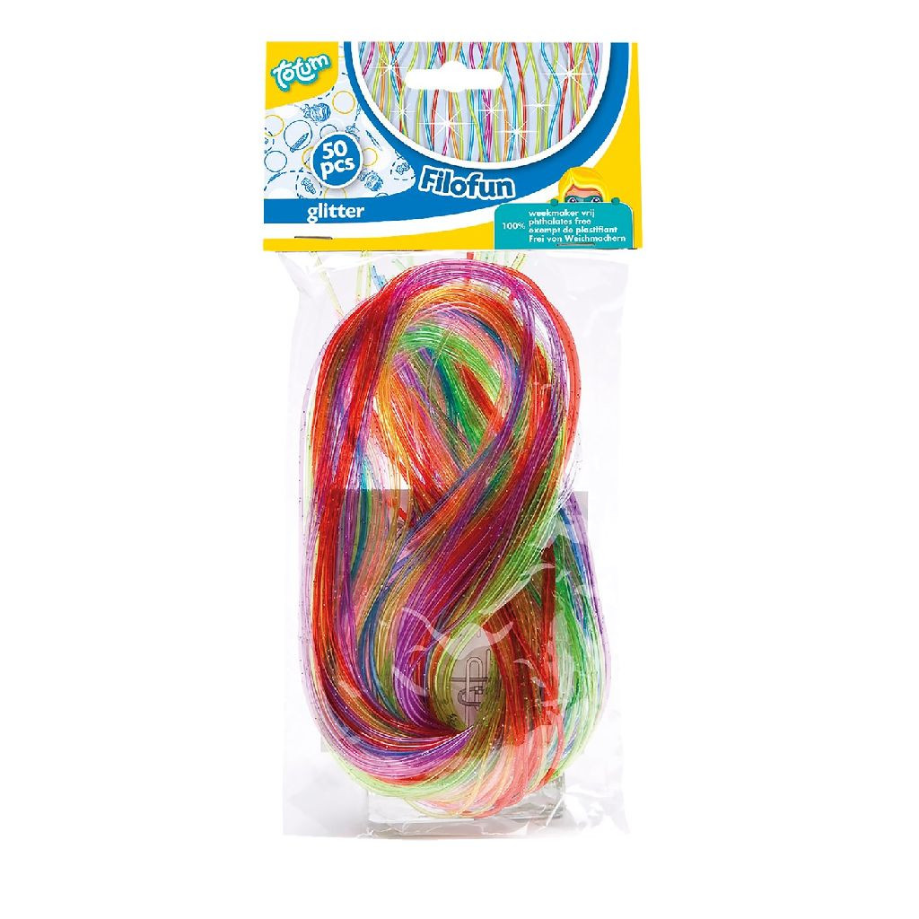 Totum 90293 Filofun - Knutseltouwtjes - 50 Draden - Glitter - 80 cm