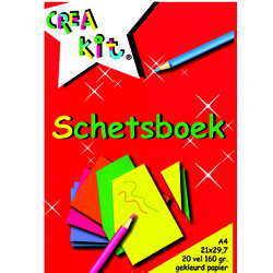 Schetsboek A4 - Crea kit - 20 vel gekleurd