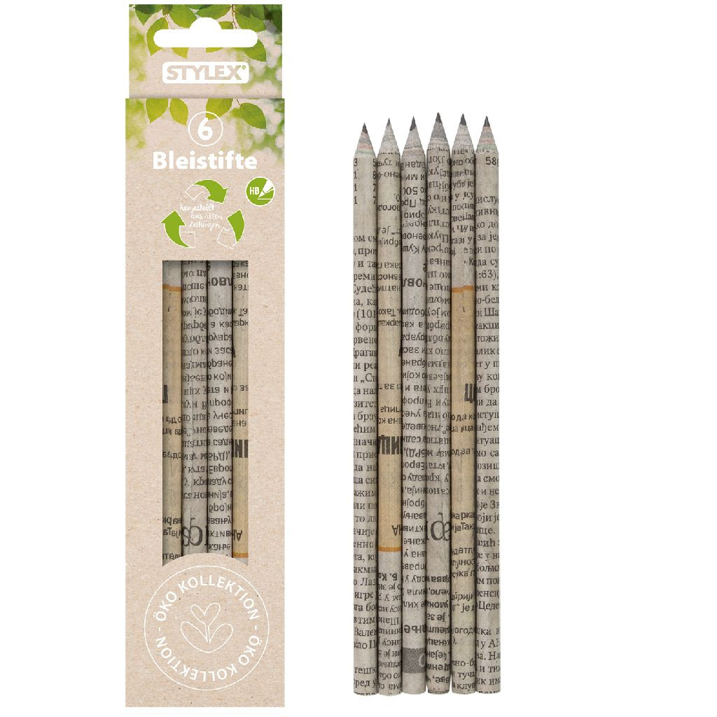 Eco Potloden HB - gemaakt van papier - 6 stuks