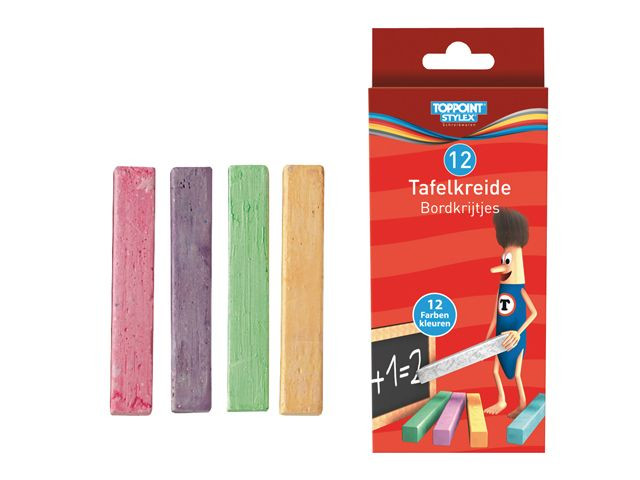 Tp Bordkrijt - 12 krijtjes in doos - Kleur