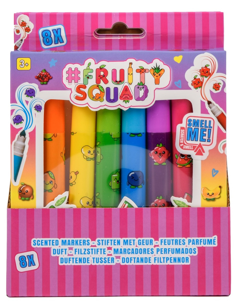 Fruitysquad Stiften met Brede Punt en Geur - 8-Pack
