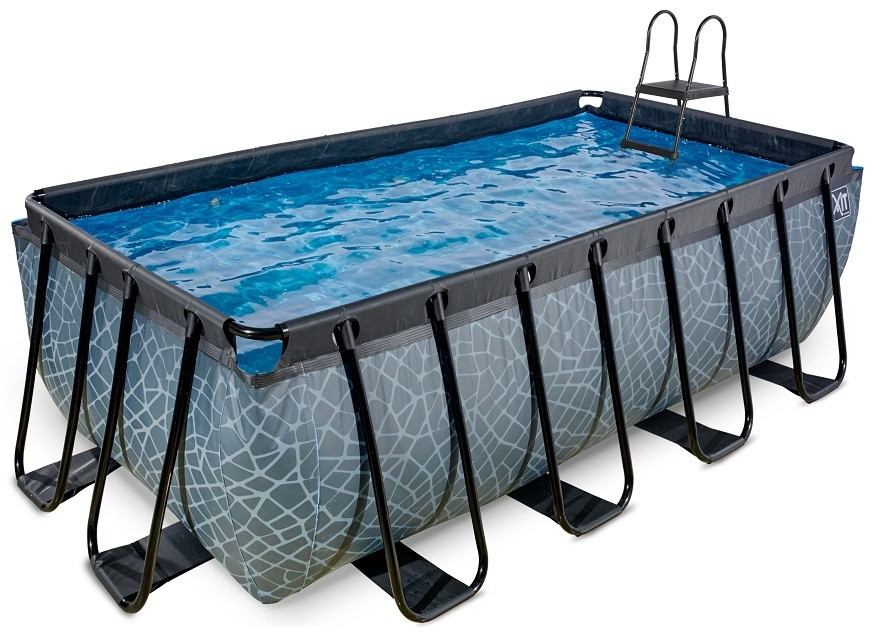 EXIT Frame Zwembad - Stone - 400 x 200 x 122 cm - met Zandfilterpomp - Grijs