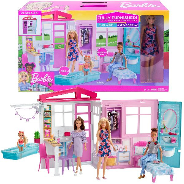 Barbie Poppenhuis met Barbiepop en Accessoires