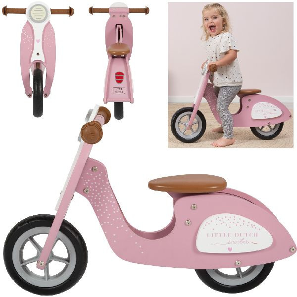 Little Dutch Houten Loopfiets - Loopscooter Roze