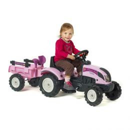 Falk Tractor Prinses met Aanhanger - Roze