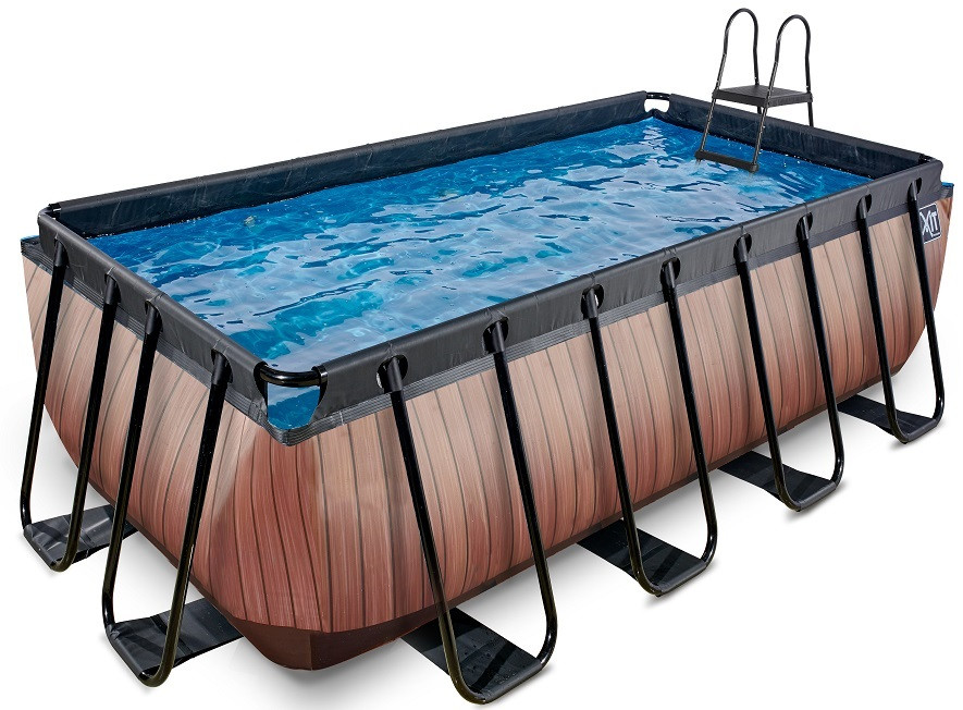 EXIT Frame Zwembad - Wood - 400 x 200 x 122 cm met Zandfilterpomp