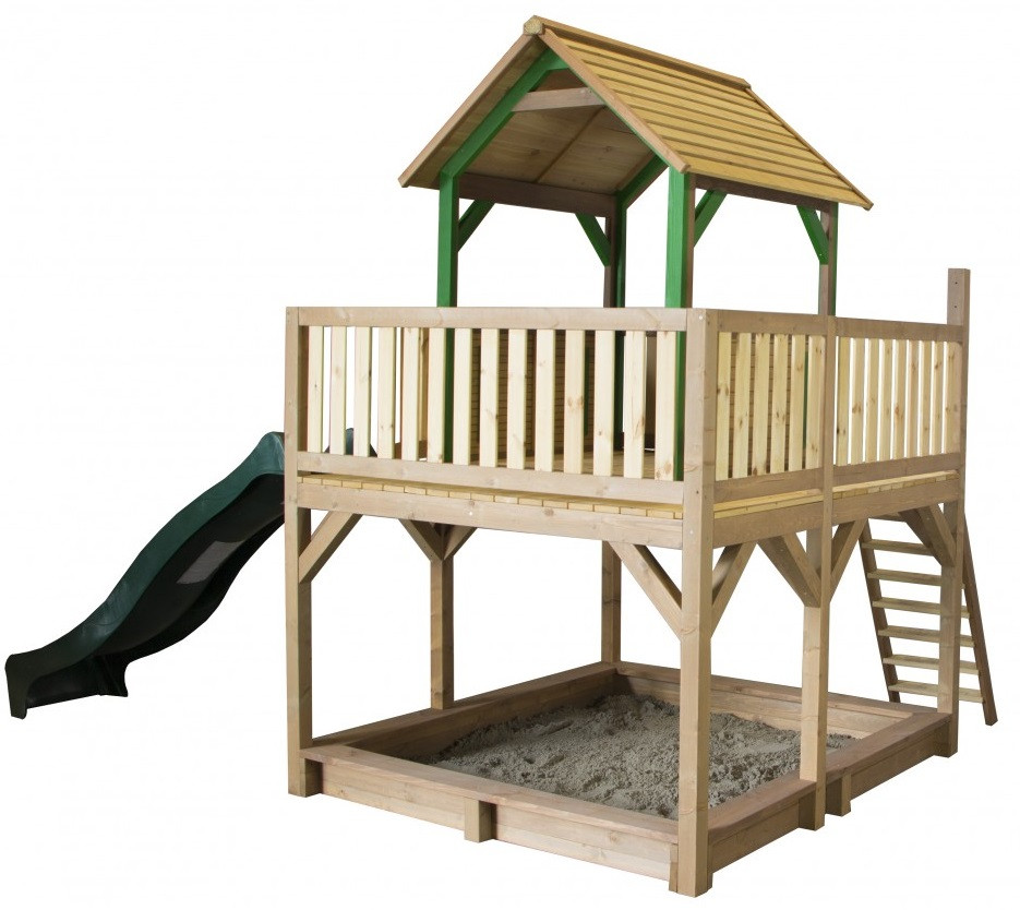 AXI houten speelhuis Safari Atka met glijbaan + zandbak 