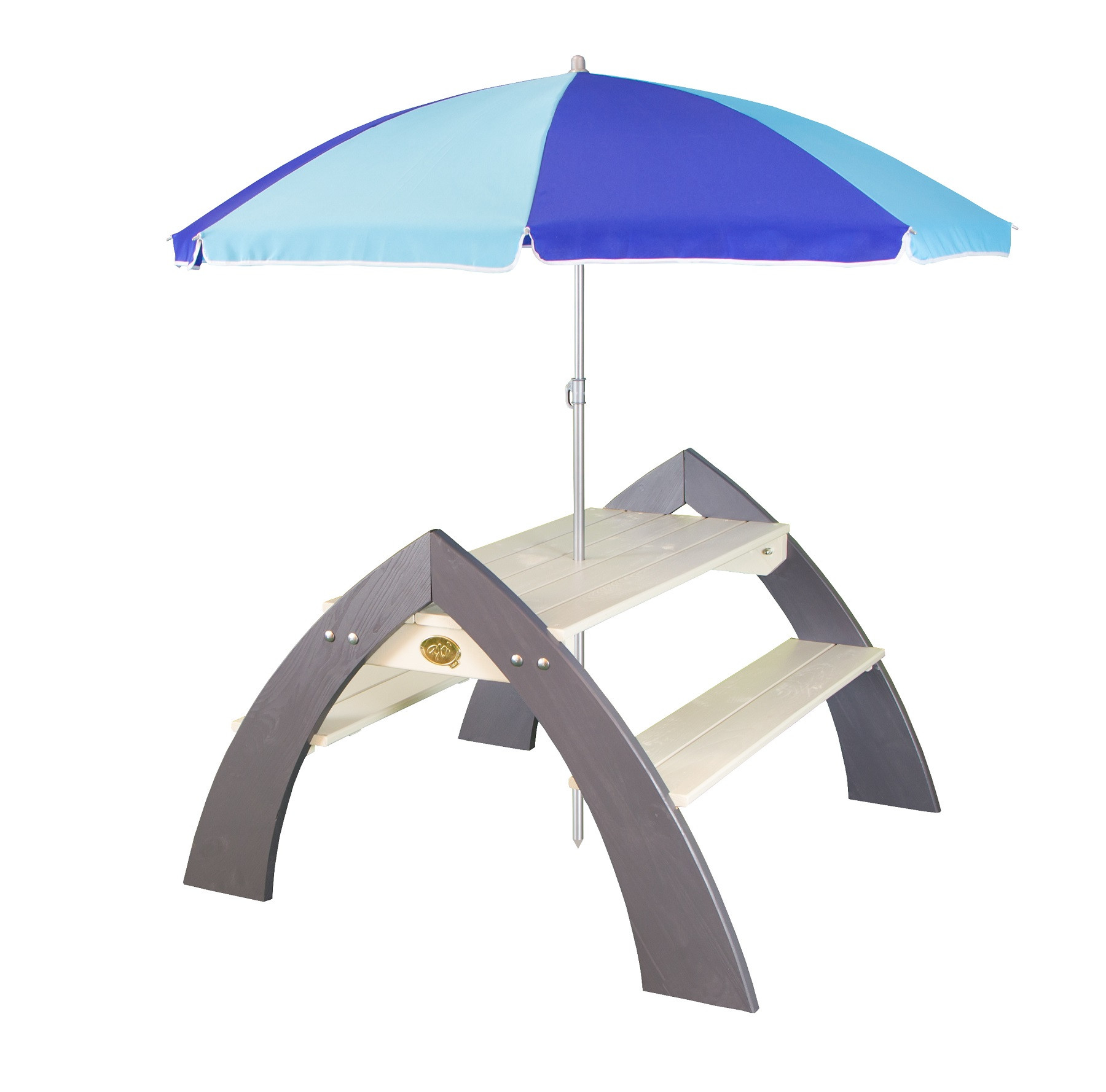 Axi Picknicktafel Kylo XL - Grijs / Wit - met Parasol - Blauw