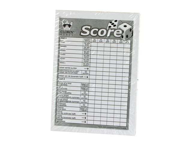 Yahtzee Scoreblok 50 Vel 