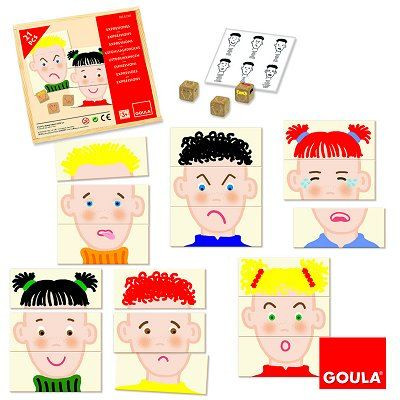 Goula Gezichtsuitdrukkingen - Combinatiespel - Kinderspel - Hout