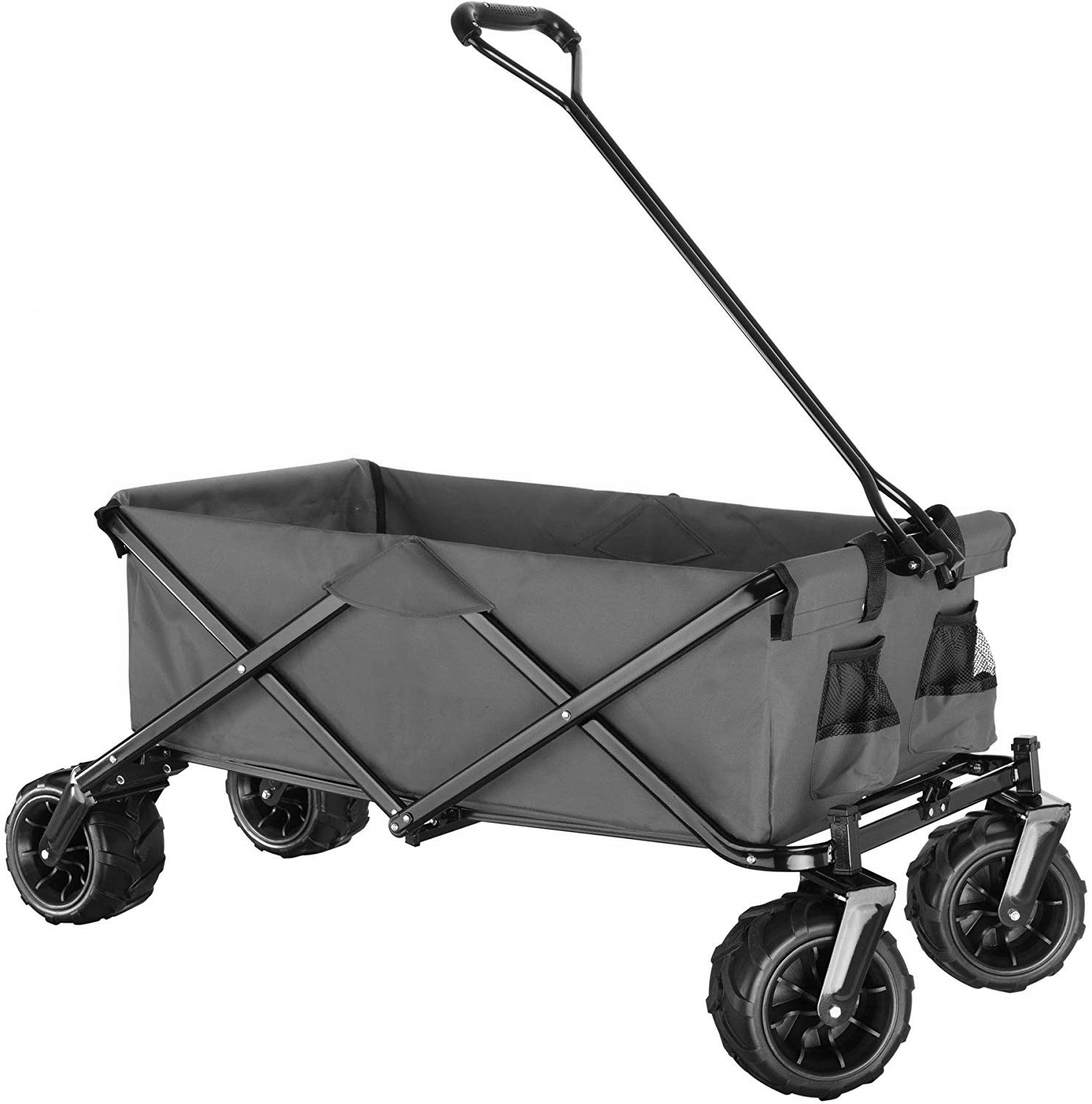 Bolderkar / Bolderwagen met Brede Massieve Grip Wielen - Opvouwbaar - Zwart