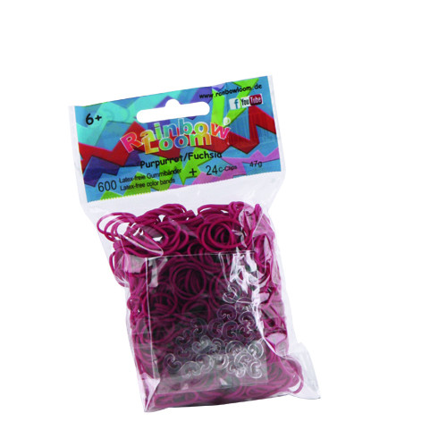 Rainbow loom purper rood 600 stuks en 24 clips
