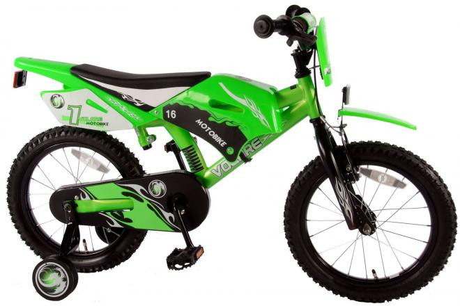 Volare Motobike - 16 Inch - Groen - 95% Afgemonteerd - Kinderfiets