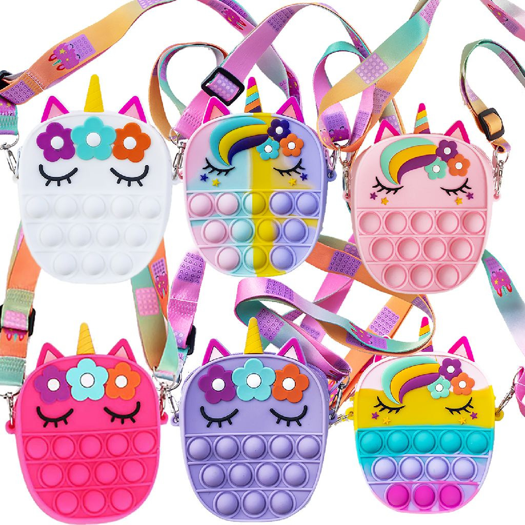 Pop It Tas Unicorn - 11 x 12 x 4 cm - Assortiment - Prijs per stuk