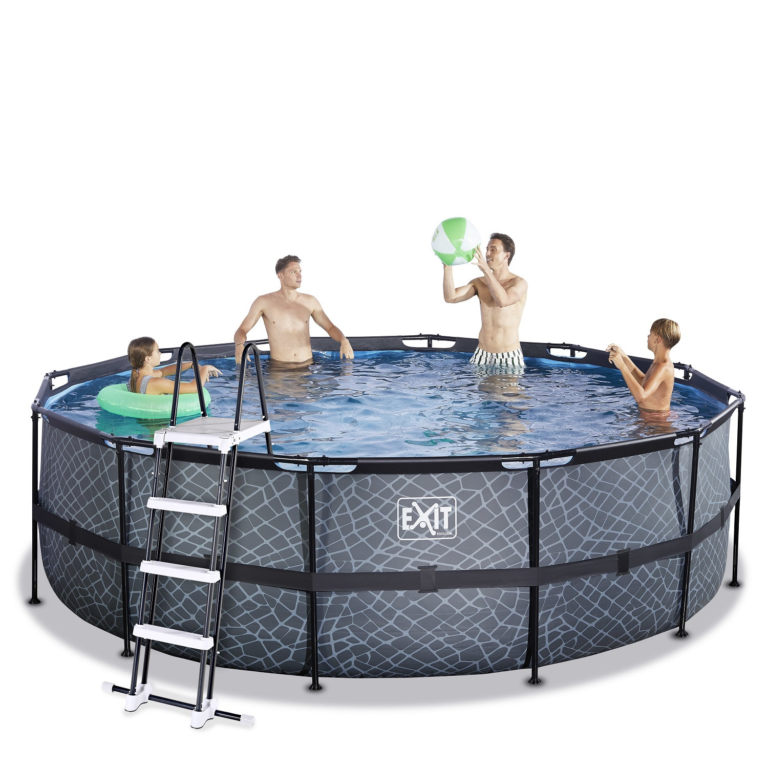 EXIT Frame Zwembad - Stone - ø 450 cm x 122 cm - met Zandfilterpomp - Grijs