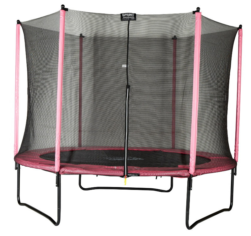 SPRING Trampoline met Veiligheidsnet - 244 cm (8ft) - Black Edition - roze rand