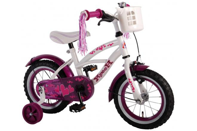 Volare Heart Cruiser - 12 Inch - Wit / Paars - Kinderfiets