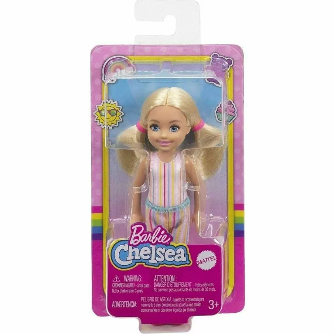 Barbie Pop Chelsea - Meisje met Gestreept Jurkje - 15 cm - Minipop